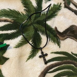 Black Cross Pendant Necklace